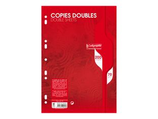 Calligraphe - copies doubles - 200 pages - A4 - petits carreaux (5x5 mm) - perforées