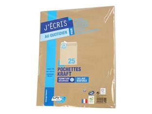GPV - 25 Pochettes Enveloppes 260 x 330 mm - 90 gr - sans fenêtre - kraft - bande adhésive