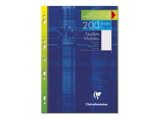 Clairefontaine - feuilles simples A4 - 200 pages - petits carreaux (5x5 mm) - perforées