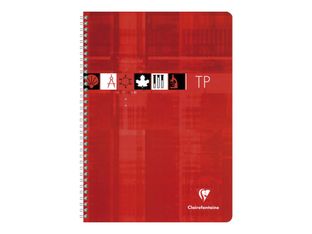 Clairefontaine - Cahier spiralé de travaux pratiques (TP) - A4 (21x29,7 cm) - 80 pages - grands carreaux (Seyes)/uni - disponible dans différentes couleurs