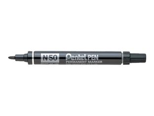 Pentel PEN N50 - Pack de 12 marqueurs permanents - pointe ogive - noir
