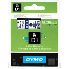 Dymo D1 - Ruban d'étiquettes auto-adhésives - 1 rouleau (12 mm x 7 m) - fond blanc écriture bleue 