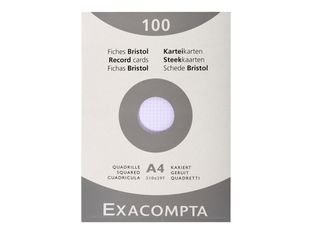 Exacompta - Pack de 100 Fiches bristol - A4 - petits carreaux - blanc