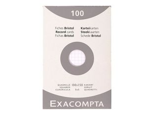 Exacompta - Pack de 100 Fiches Bristol - 10 x 15 cm - petits carreaux - non perforées - blanc