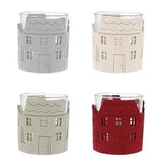 Kiub - Photophore verre et feutrine village