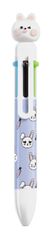 Stylo multicolore 6 couleurs lavande avec tête de lapin 3D - changements de couleur en un clic