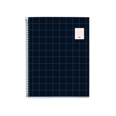 Cahier Miquelrius A5 noir - 100 feuilles 70 g/m² - quadrillé 5×5 - spirale - microperforé 2 trous - pour les notes et projets