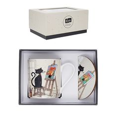 Kiub - Coffret Mug 280 ml avec Sous-Tasse - Porcelaine - Collection Bug Art - 8.7 x 8 x 9 cm - Disponible dans différents assortiments