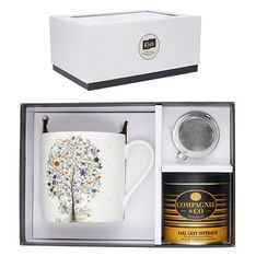 Kiub - Coffret Mug 280 ml avec Sous-Tasse - Porcelaine - Collection Bug Art - 8.1 x 7.7 x 11.7 cm - Disponible dans différents assortiments
