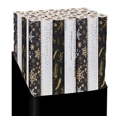 Kiub - Papier - Cadeau 70x200 cm noël - Metallise noir et blanc