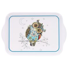 Kiub - Plateau 20,8x14x2,2 kooks chouette melamine blanc