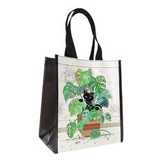 Kiub - Cabas de courses 29,5x26x16,5 bug art monstera intisse recycle creme