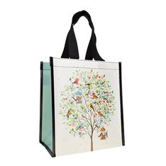 Kiub - Cabas de courses oiseau arbre 29,5x26x16,5 - Collection portfolio
