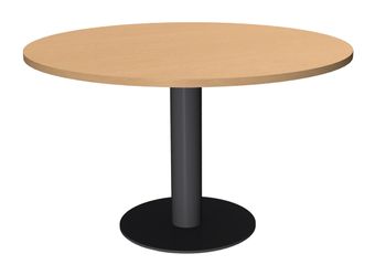 Table de réunion ronde - diam 100 cm - pieds tulipe anthracite - plateau imitation hêtre