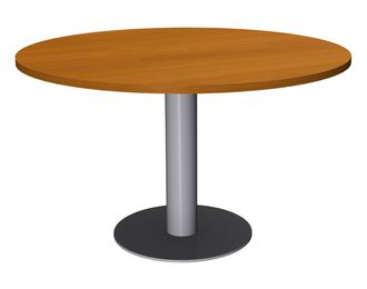 Table de réunion ronde - diam 100 cm - pieds tulipe alu - plateau imitation merisier