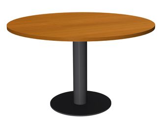 Table de réunion ronde - diam 100 cm - pieds tulipe anthracite - plateau imitation merisier