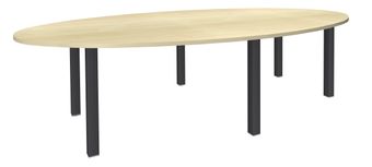 Table de réunion ovale - L280 cm - pieds exprim carbone - Plateau imitation érable
