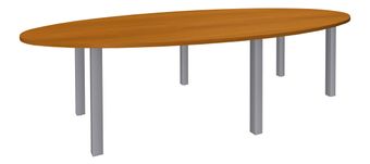 Table de réunion ovale - L280 cm - pieds exprim alu - Plateau imitation merisier 