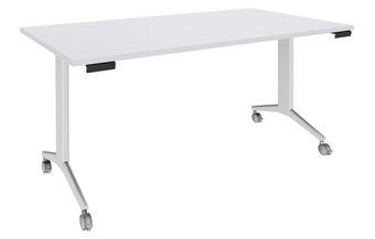 Table de réunion abattantes - L160 x P80 cm - pied blanc - plateau blanc perle