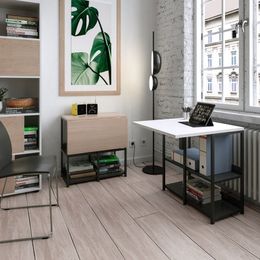 Bureau repliable avec structure métallique - 69 cm - chêne