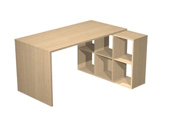 Bureau avec module 6 cases - 140 cm - chêne