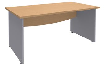Bureau droit DUAL - L160 - Pieds Alu - plateau imitation Hêtre