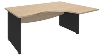 Bureau compact à droite DUAL - L160 cm - Pieds Anthracite - plateau imitation Chêne clair (Pieds de renfort ou caisson bout de bureau obligatoire à rajouter - non inclus)