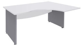 Bureau compact à droite DUAL - L160 cm - Pieds alu - plateau blanc (Pieds de renfort ou caisson bout de bureau obligatoire à rajouter - non inclus)