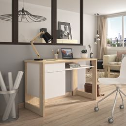 Bureau Morzine 120 cm - chêne sonoma et blanc