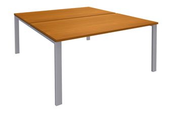 Bureau Bench IRIS - L120 cm - Plan de départ - Pieds aluminium - plateau imitation Merisier