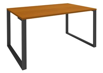 Bureau droit LOFTER - L140 cm - Plateau imitation Merisier - pied Carbone