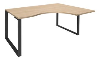 Bureau compact LOFTER - L180 cm - Retour à droite - Plateau imitation chêne clair - pied Carbone - (pied de renfort obligatoire à rajouter - non inclus)