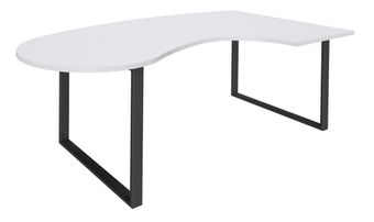 Bureau LOFTER Manager arrondi -  retour à droite - L200 cm - Plateau blanc perle - Pied carbone (Pieds de renfort obligatoire à rajouter - non inclus)