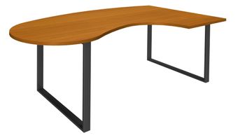 Bureau LOFTER Manager arrondi -  retour à droite - L200 cm - Plateau imitation Merisier - Pied carbone (Pieds de renfort obligatoire à rajouter - non inclus)