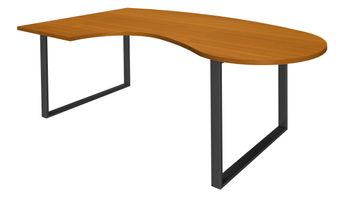 Bureau LOFTER Manager arrondi -  retour à gauche - L200 cm - Plateau imitation Merisier - Pied carbone (Pieds de renfort obligatoire à rajouter - non inclus)