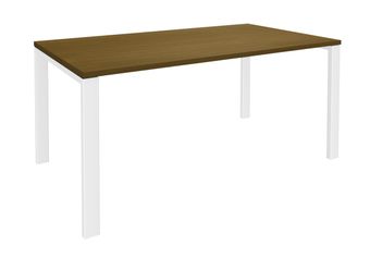 Bureau simple IRIS - L180 cm - Pieds blanc - plateau imitation noyer