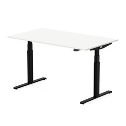 Bureau électrique UGO - L160x80cm - pieds noirs - plateau blanc laqué