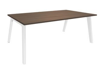 Bureau STEELY Manager - L180 cm - pied blanc - plateau imitation noyer 