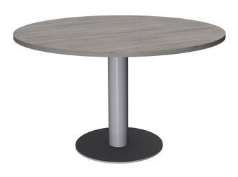 Table de réunion ronde - diam 100 cm - pieds tulipe alu - plateau imitation chêne gris