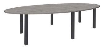 Table de réunion ovale - L280 cm - Pieds exprim carbone - Plateau imitation chêne gris