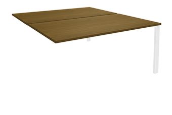 Bureau Bench IRIS - L180 cm - Plan suivant - Pieds blanc - plateau imitation noyer