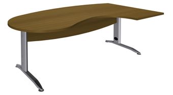 Bureau compact manager retour à droite IDRA - 200 cm - pieds alu - noyer (pied de renfort obligatoire à rajouter - non inclus)