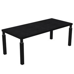 Bureau Manager FLORA - L180 x P90 cm - pieds en métal noir - plateau imitation frêne noir