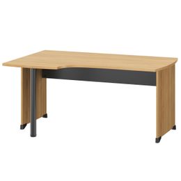 Bureau compact à gauche JAZZ+ - 160 cm - Pieds panneaux - chêne du bocage