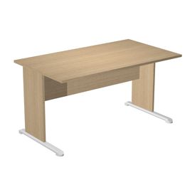 Bureau droit Trend - L140 - Pieds bois - plateau imitation chêne