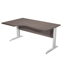 Bureau compact Trend - L160 cm - retour à gauche - Pieds métals - plateau imitation frêne Toscan - (pied de renfort obligatoire à rajouter - non inclus)