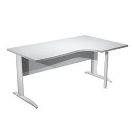 Bureau compact Trend - L160 cm - retour à droite - Pieds métals - plateau gris