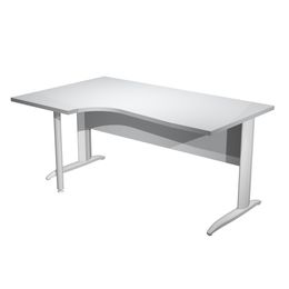 Bureau compact Trend - L160 cm - retour à gauche - Pieds métals - plateau gris