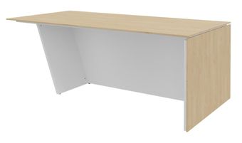 Bureau KHEOPS avec pied droit à droite - L200 - plateau imitation chêne clair - structure blanc perle