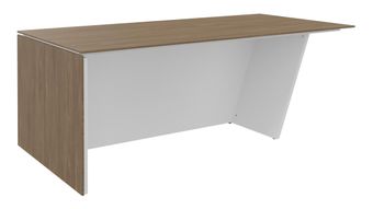 Bureau KHEOPS avec pied droit à gauche - L200 - plateau imitation noyer - structure blanc perle